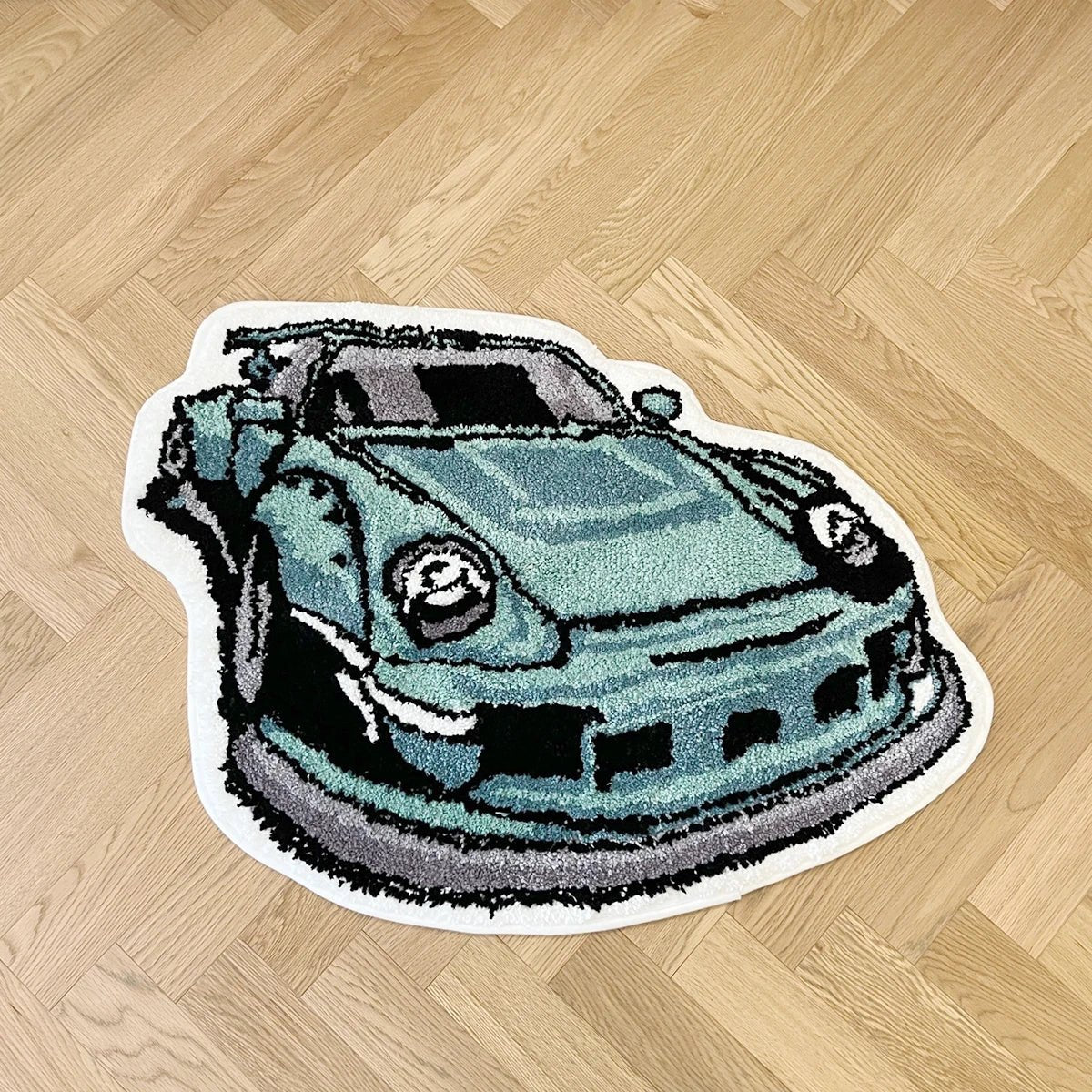 Blue Tufted "Porsche 911 Car" Rug - TheRugGuy