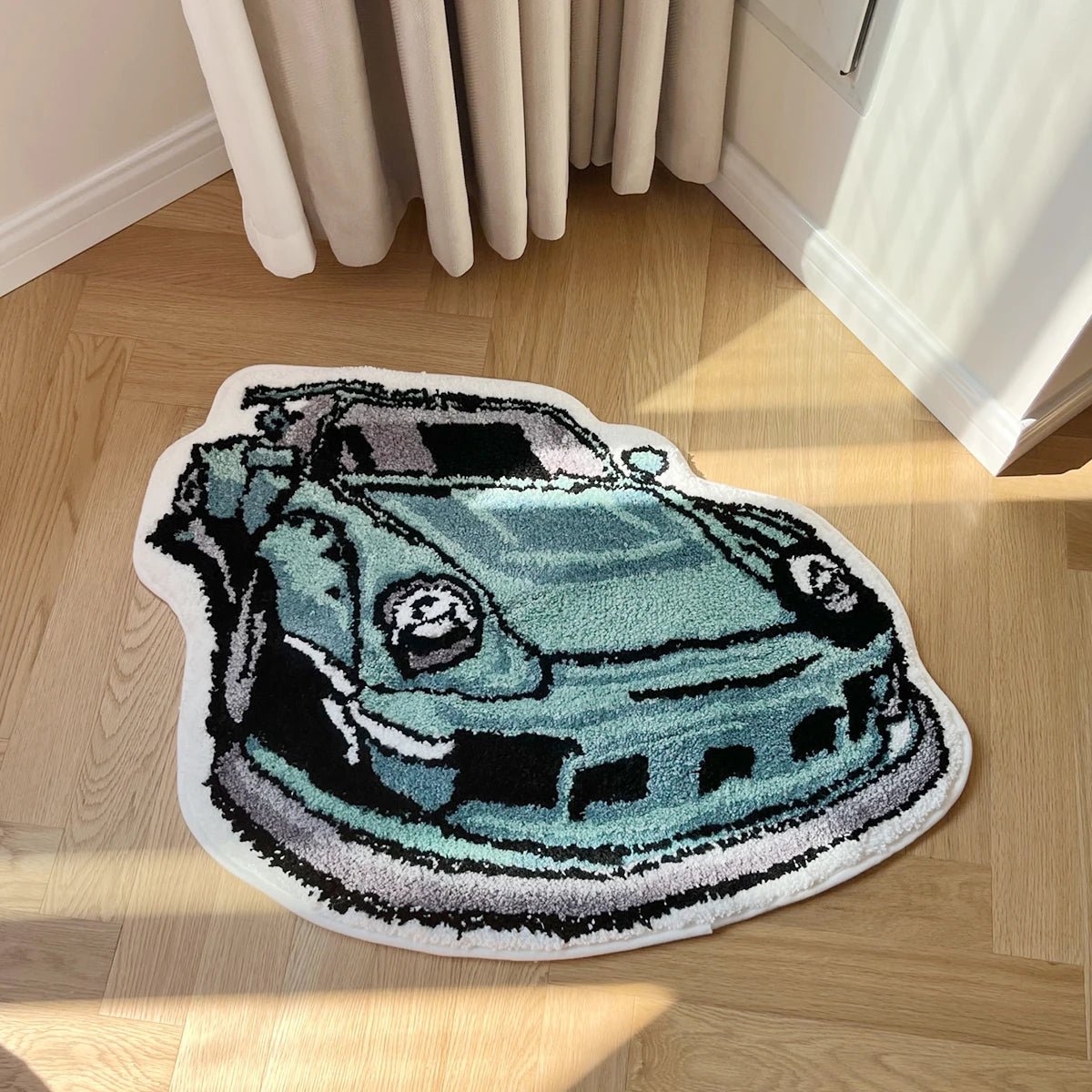 Blue Tufted "Porsche 911 Car" Rug - TheRugGuy