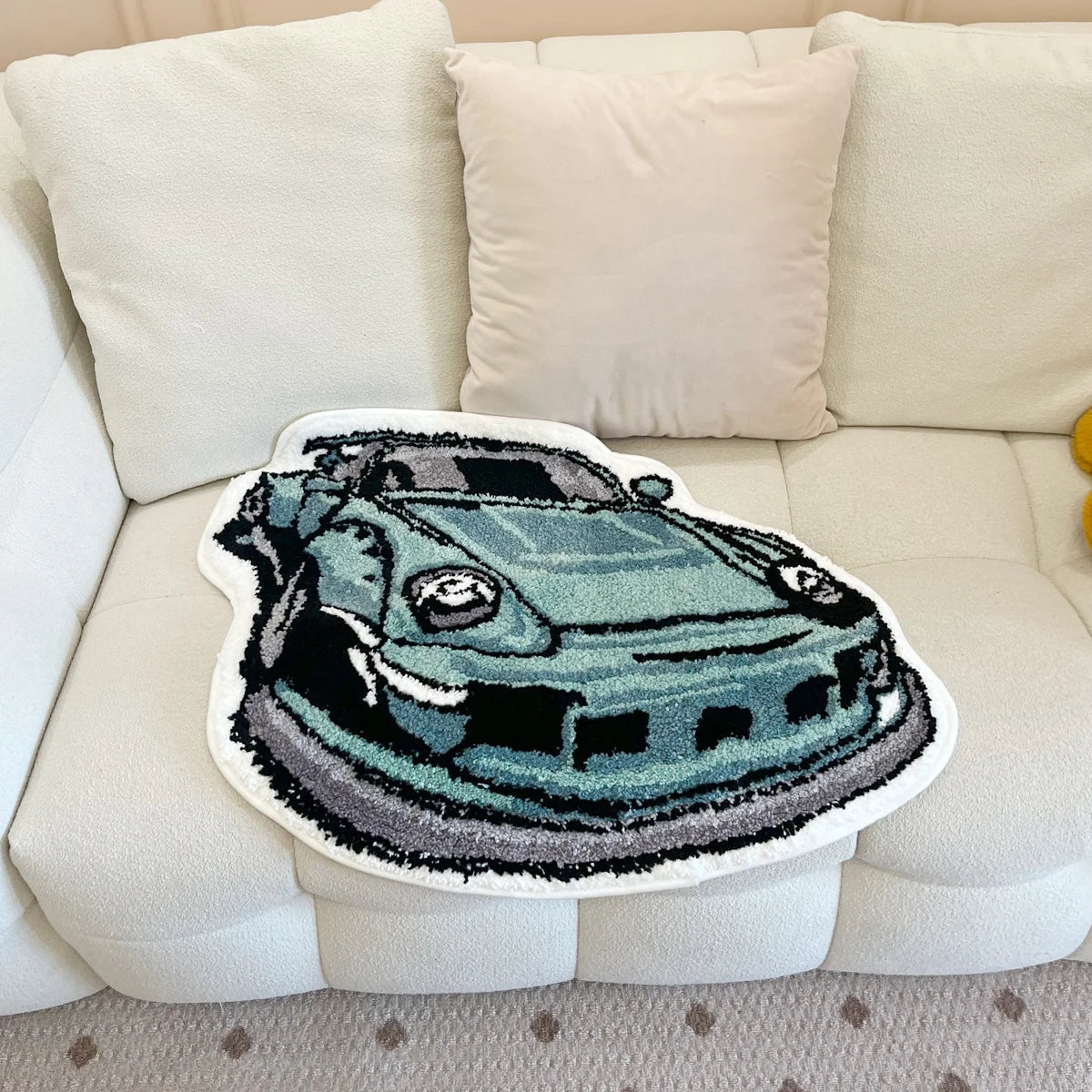 Blue Tufted "Porsche 911 Car" Rug - TheRugGuy