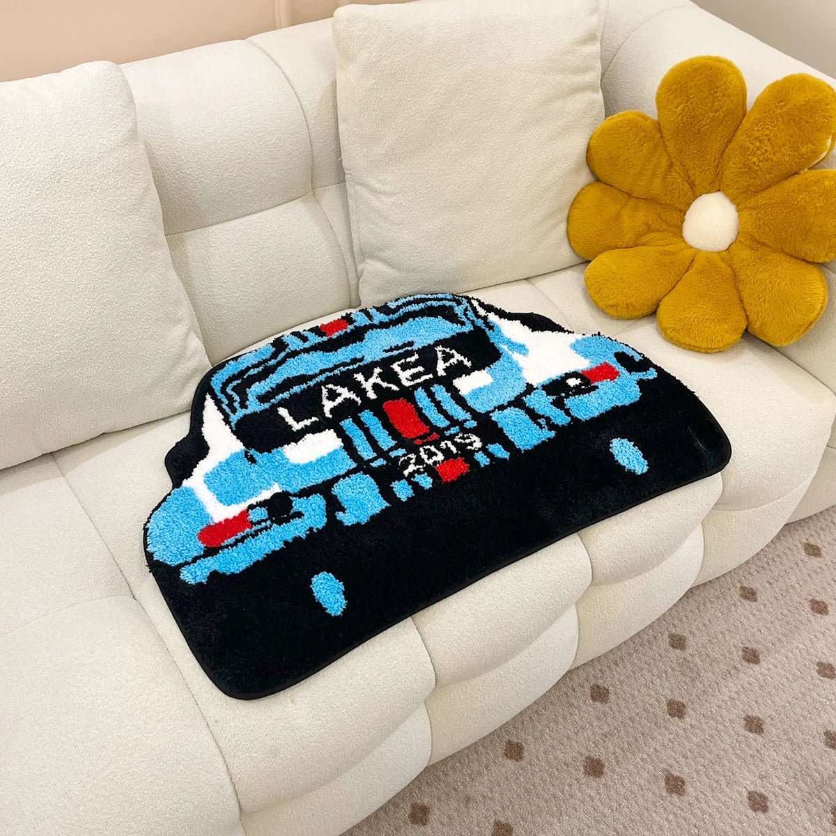 Blue Tufted Sports Car Rug - TheRugGuy