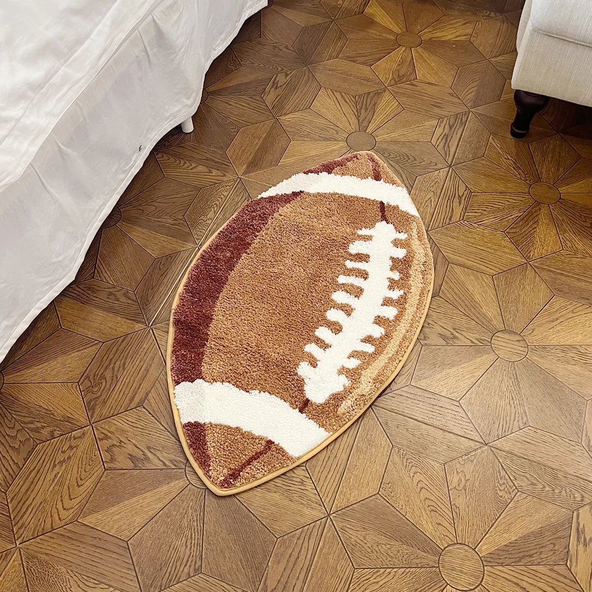 Brown and White Modern Tufted American Football Rug - TheRugGuy