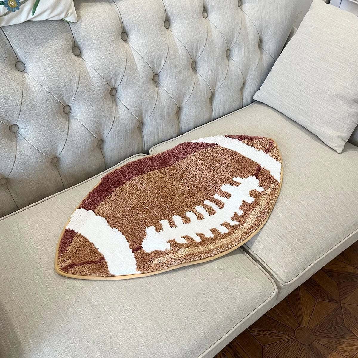 Brown and White Modern Tufted American Football Rug - TheRugGuy