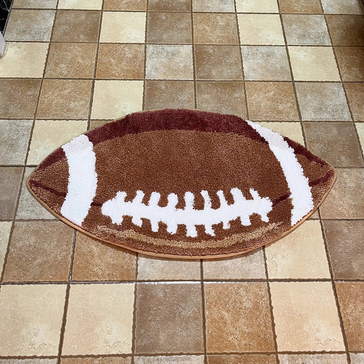 Brown and White Modern Tufted American Football Rug - TheRugGuy