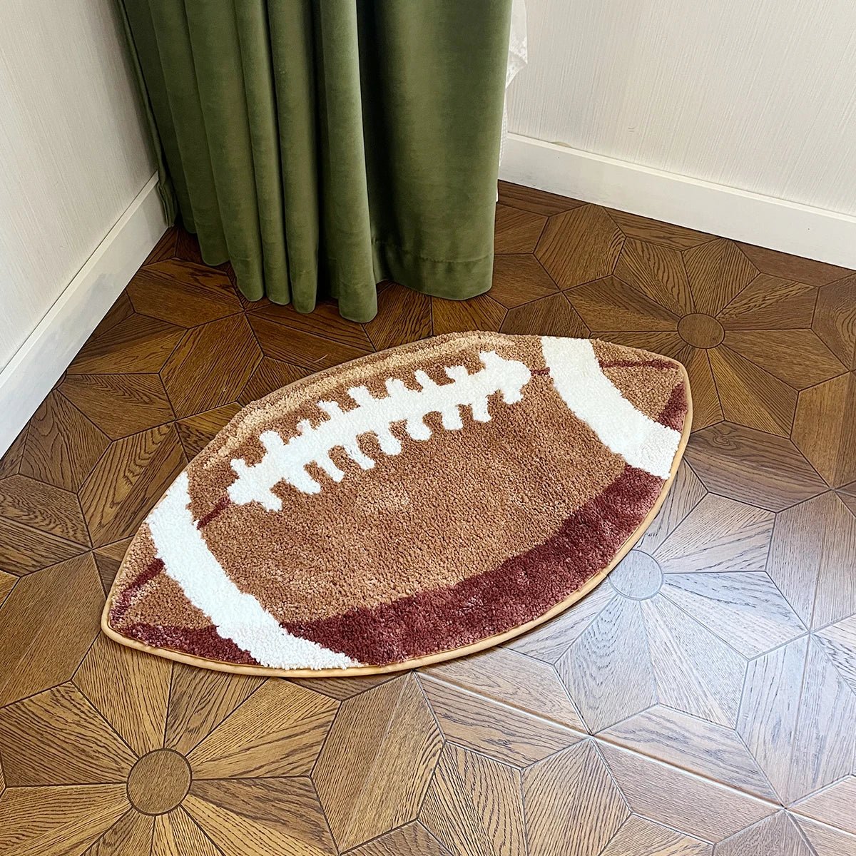 Brown and White Modern Tufted American Football Rug - TheRugGuy