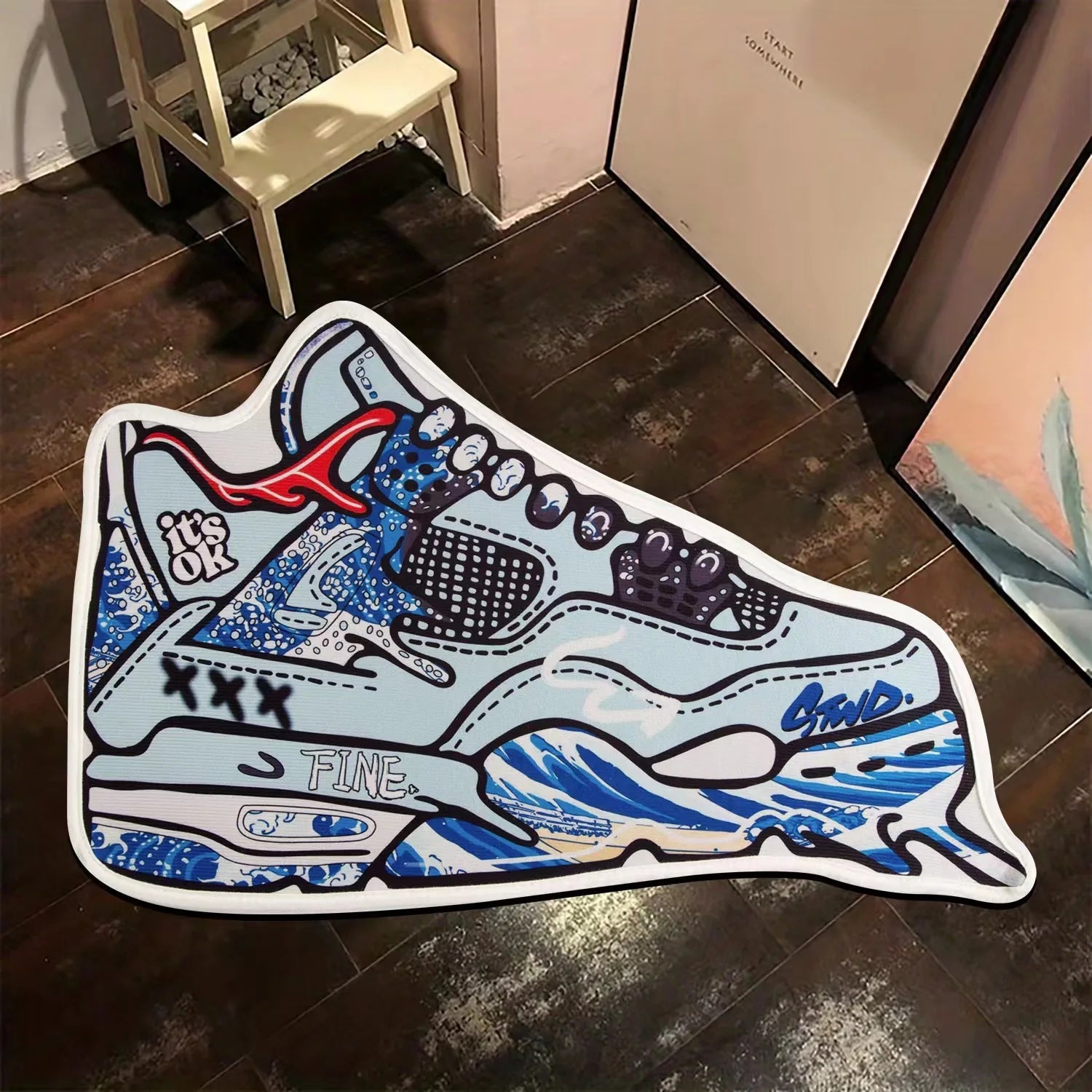 Custom Tufted Blue and White Sneaker Rug - TheRugGuy