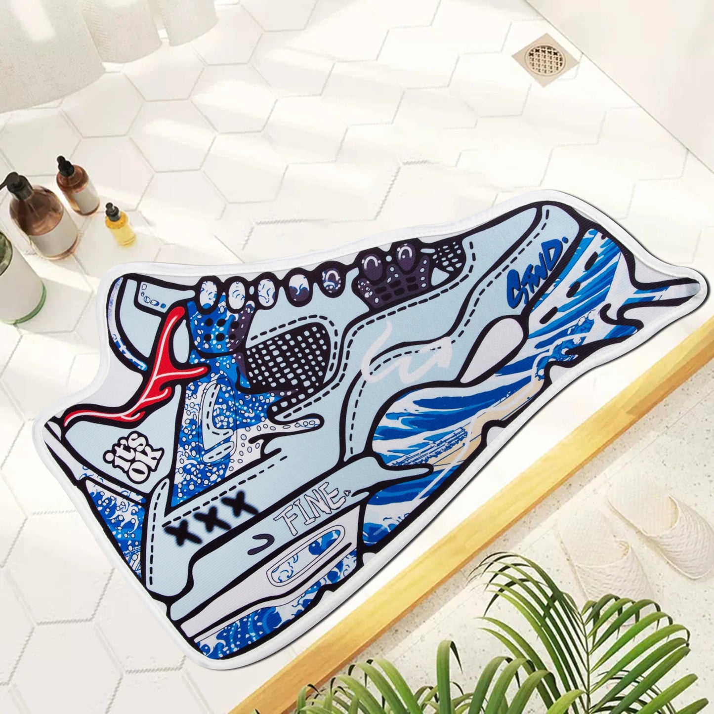 Custom Tufted Blue and White Sneaker Rug - TheRugGuy