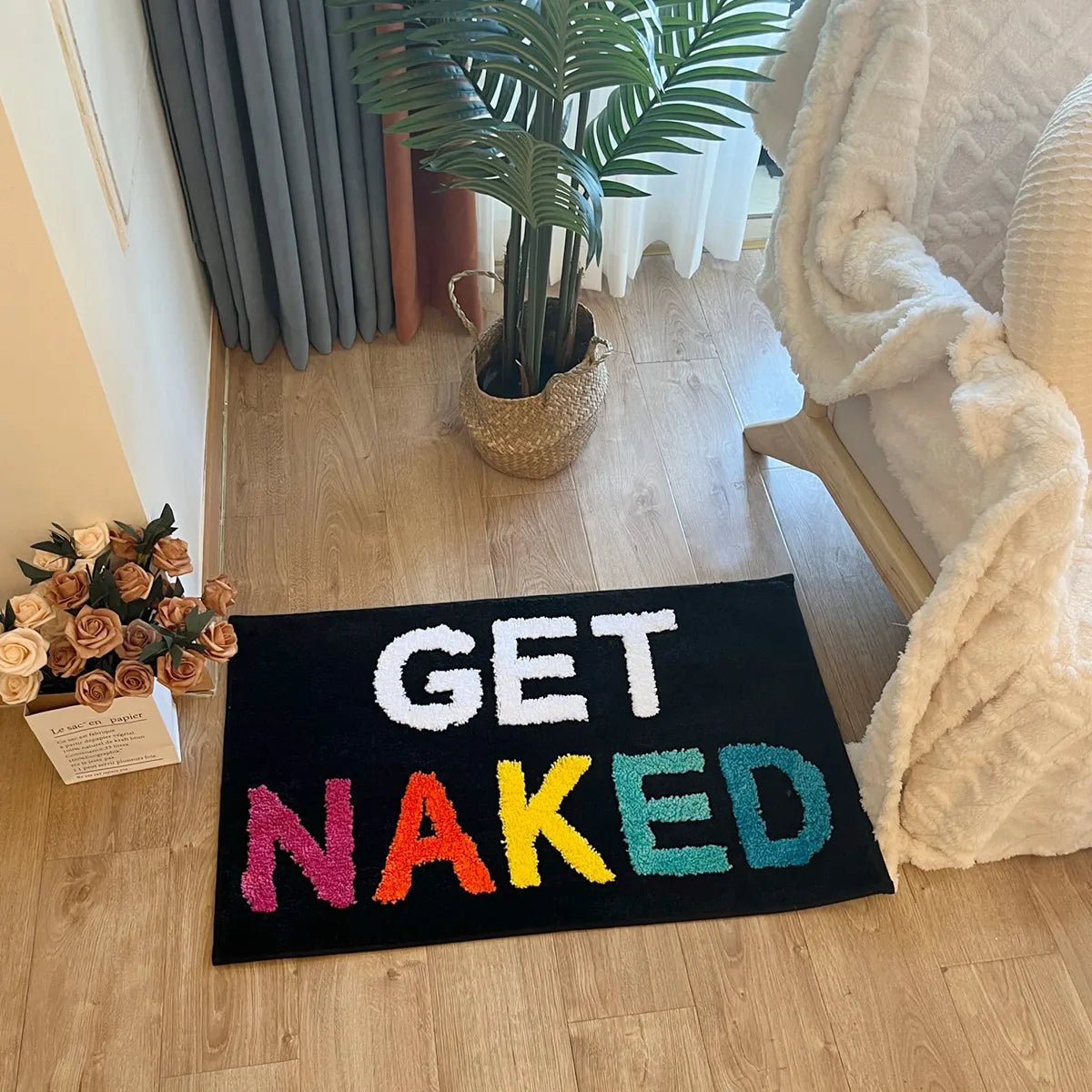 Get Naked Tufted Rug Bath Mat - Chic Black & White Bathroom Decor - TheRugGuy