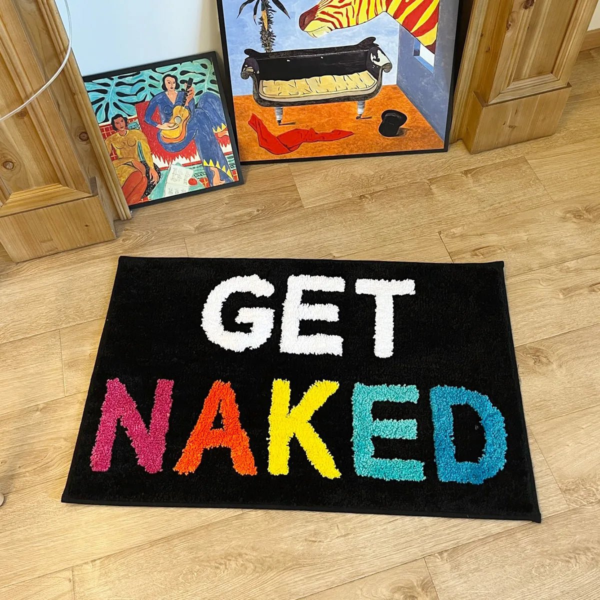 Get Naked Tufted Rug Bath Mat - Chic Black & White Bathroom Decor - TheRugGuy