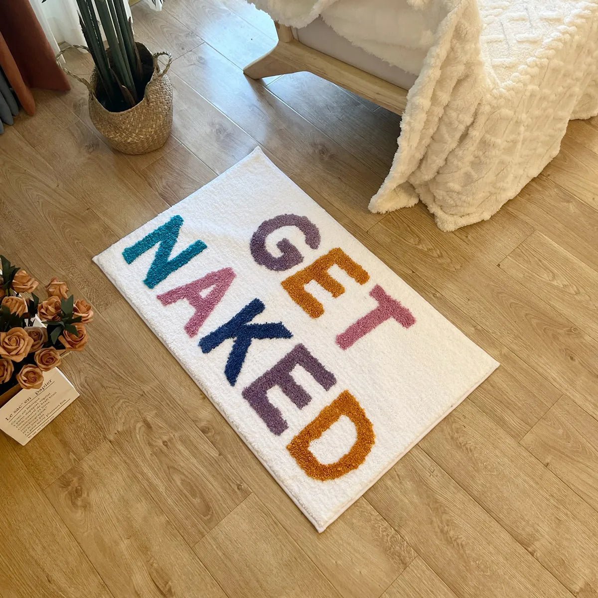 Get Naked Tufted Rug Bath Mat - Chic Black & White Bathroom Decor - TheRugGuy