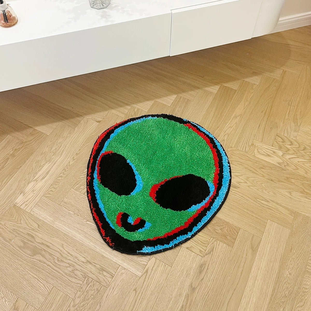 Green and Black Tufted "Alien Head" rug - TheRugGuy