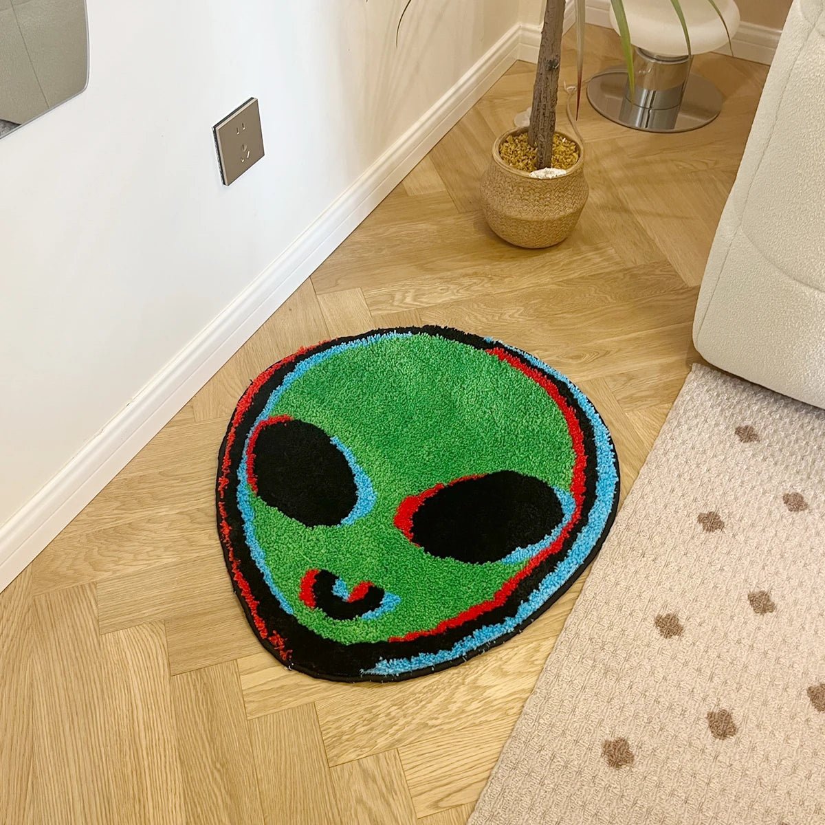 Green and Black Tufted "Alien Head" rug - TheRugGuy