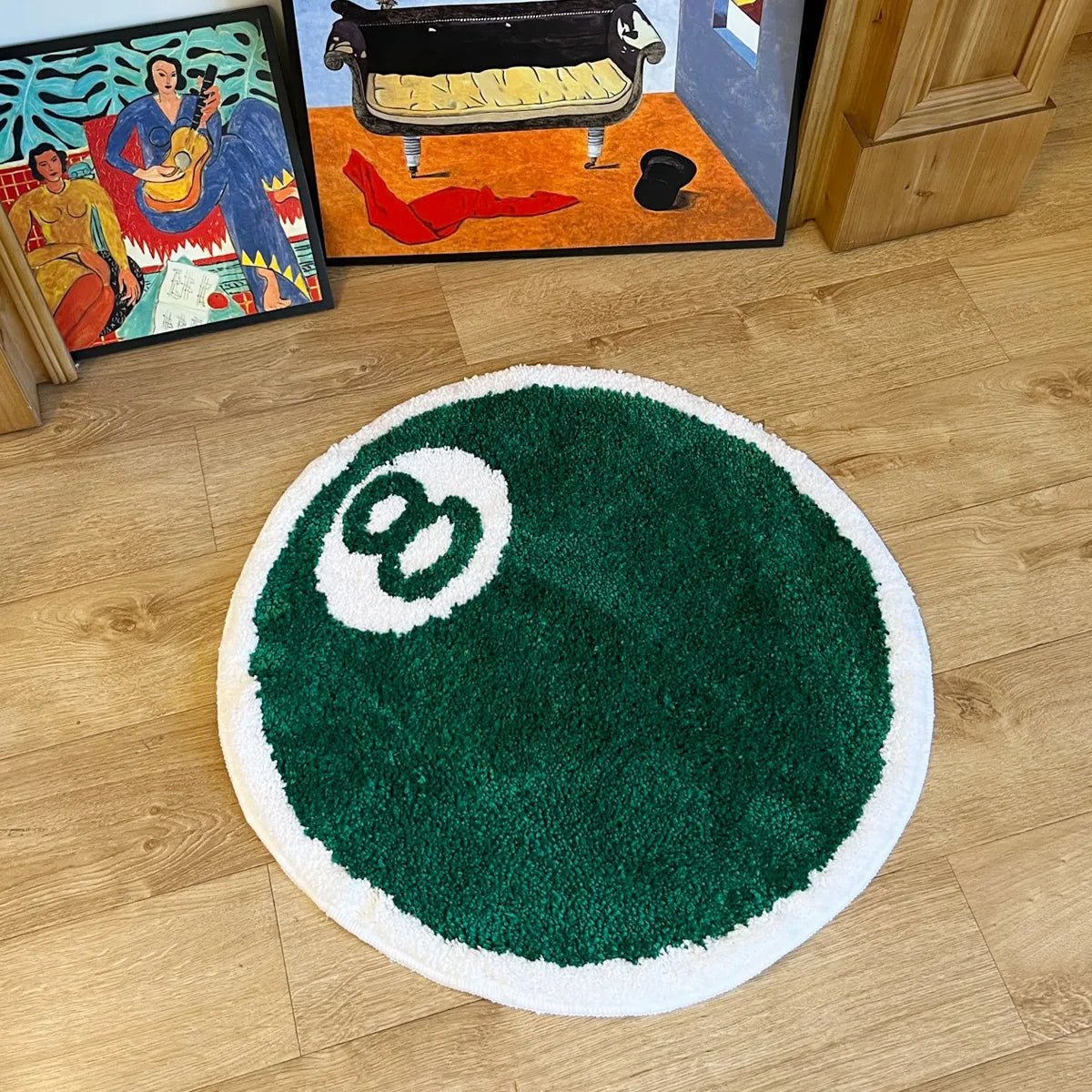 Green Tufted Stussy 9 Ball Rug - TheRugGuy