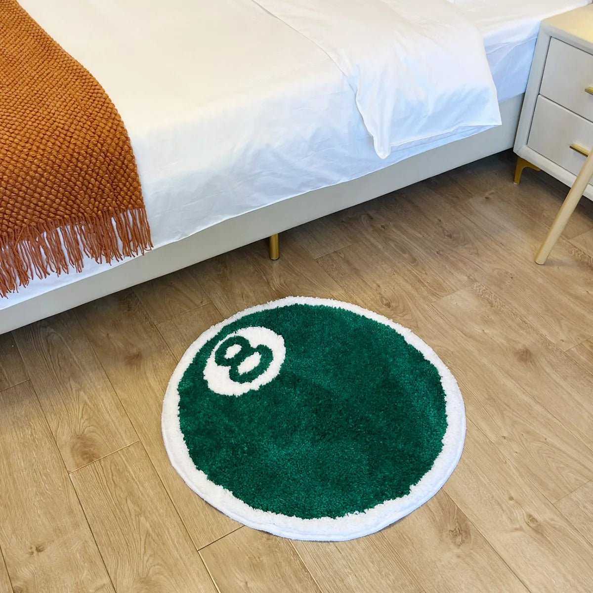 Green Tufted Stussy 9 Ball Rug - TheRugGuy