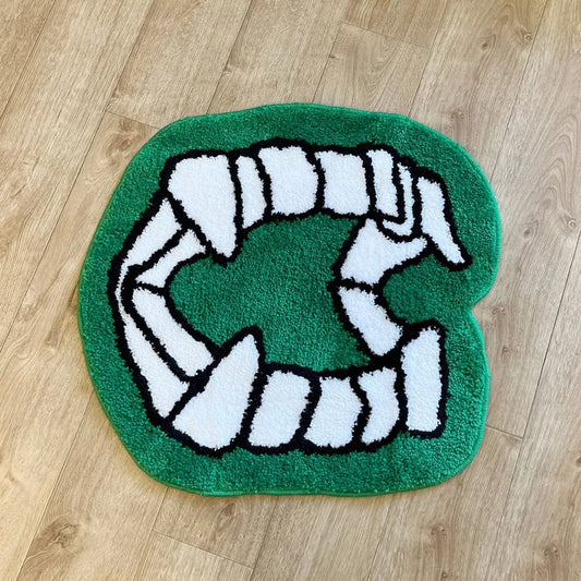 Green Vampire Teeth Halloween Rug - TheRugGuy