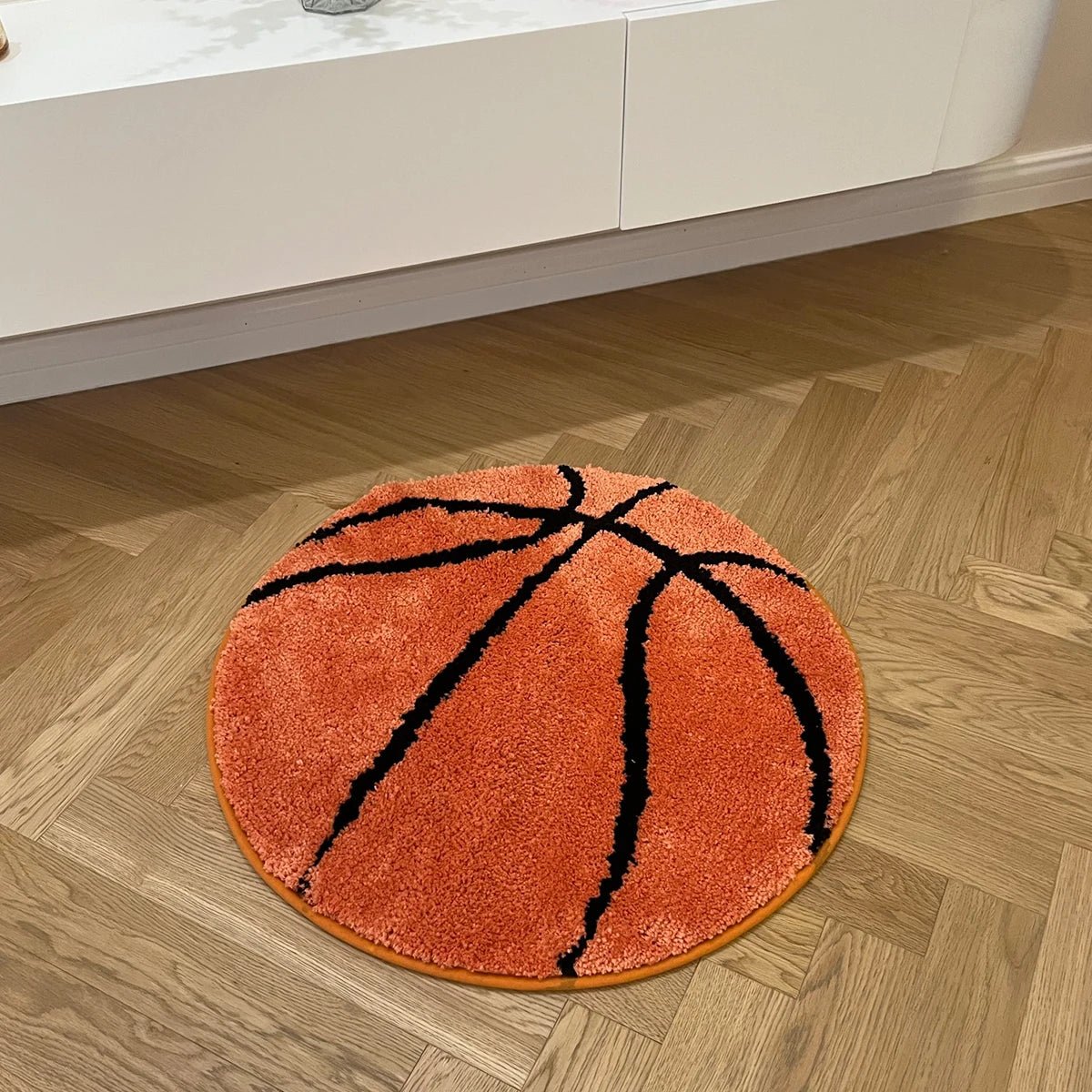 Orange and Black Tufted Basketball Sports Rug - TheRugGuy