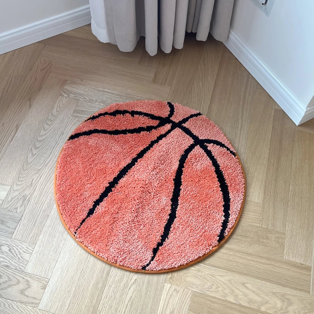 Orange and Black Tufted Basketball Sports Rug - TheRugGuy