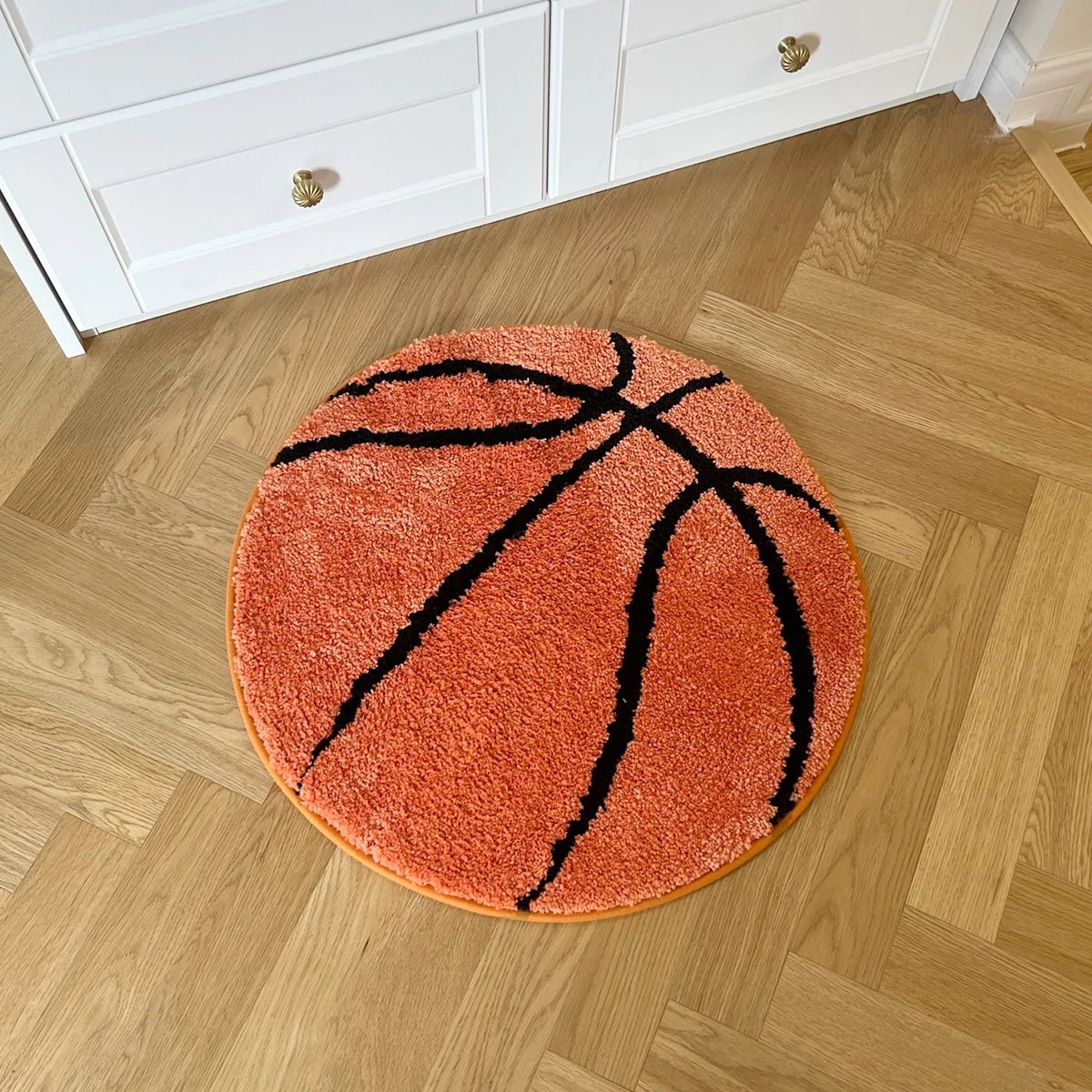 Orange and Black Tufted Basketball Sports Rug - TheRugGuy