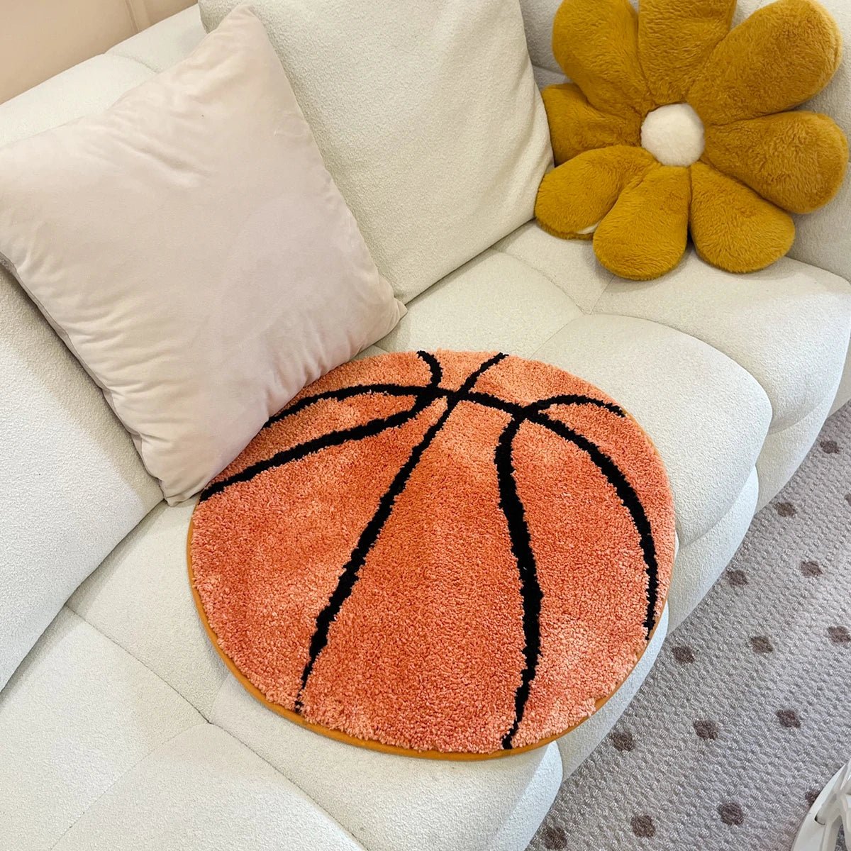 Orange and Black Tufted Basketball Sports Rug - TheRugGuy