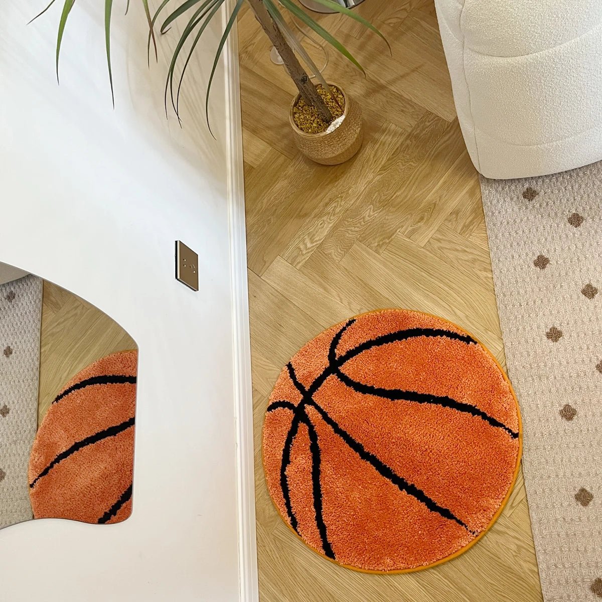 Orange and Black Tufted Basketball Sports Rug - TheRugGuy