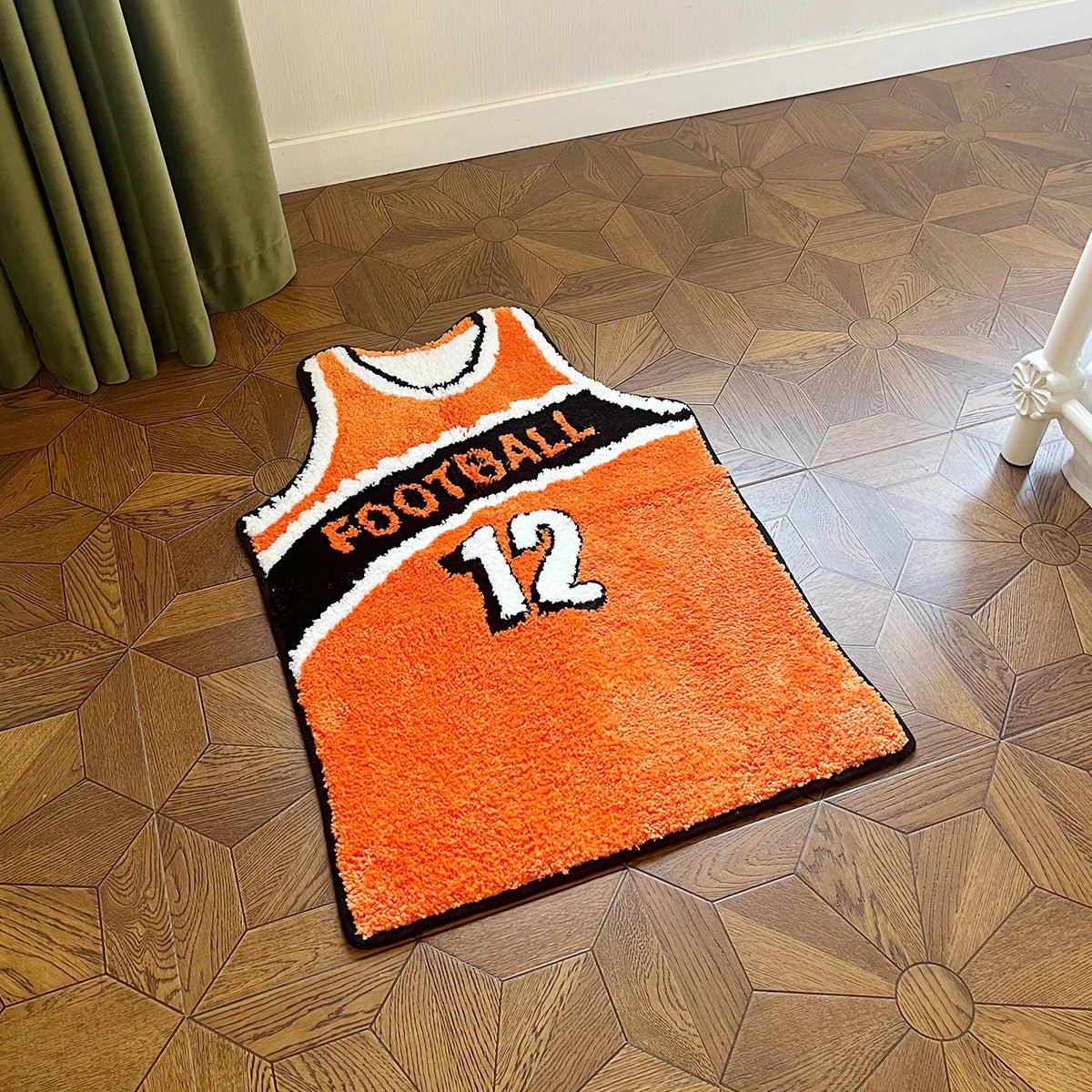 Orange and White Tufted Football Rug - TheRugGuy