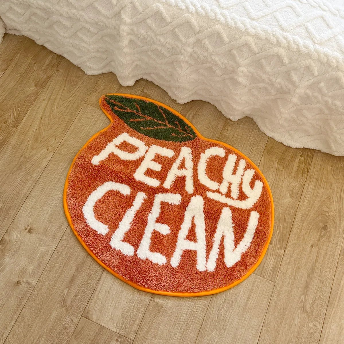 Orange Tufted "Peachy Clean" Quote Rug - TheRugGuy