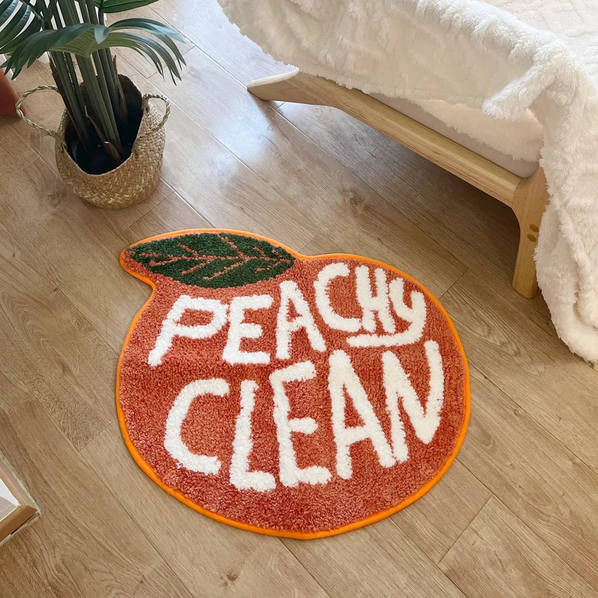 Orange Tufted "Peachy Clean" Quote Rug - TheRugGuy