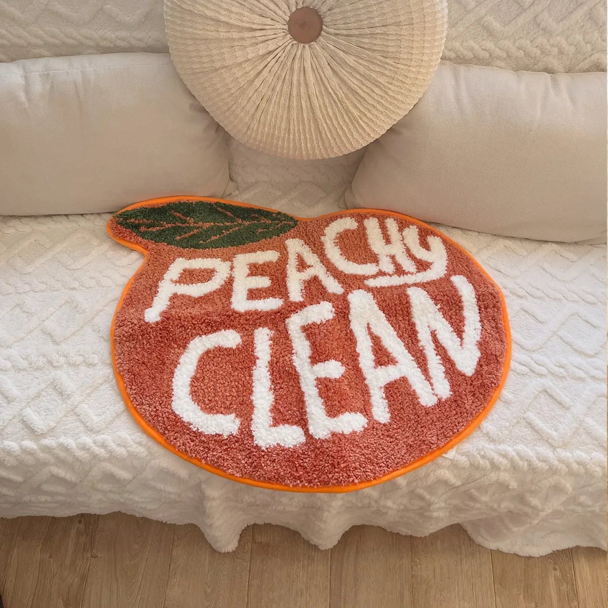 Orange Tufted "Peachy Clean" Quote Rug - TheRugGuy