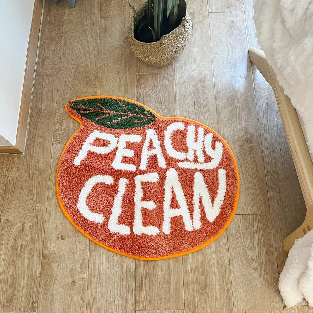 Orange Tufted "Peachy Clean" Quote Rug - TheRugGuy