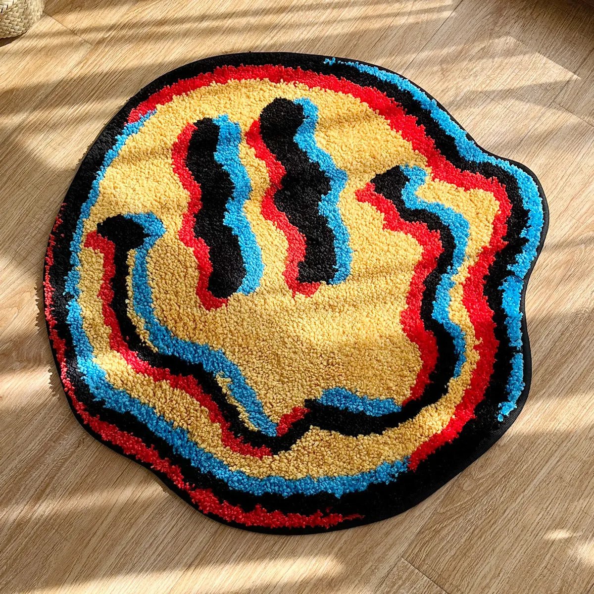 Orange Tufted Trippy Smiley Face rug - TheRugGuy