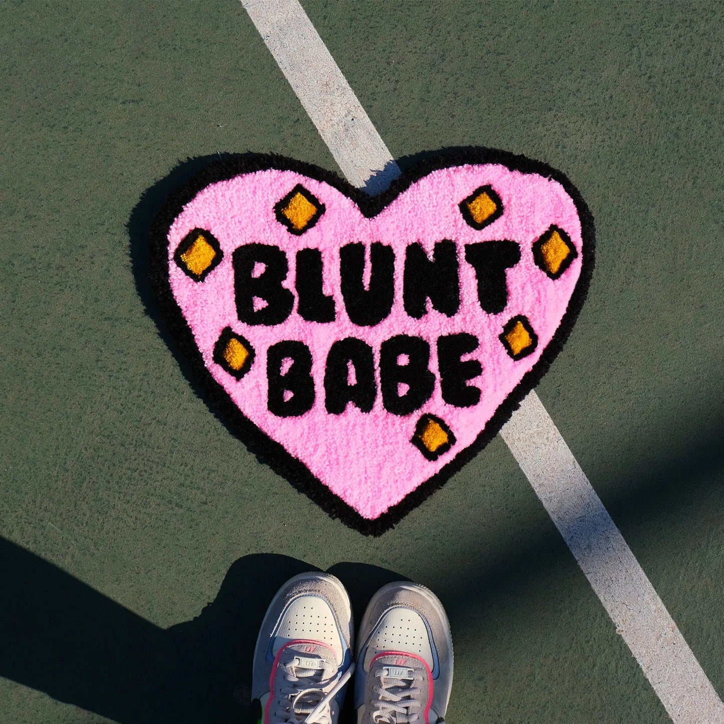 Pink and Black Tufted "Blunt Babe" Heart Rug - TheRugGuy