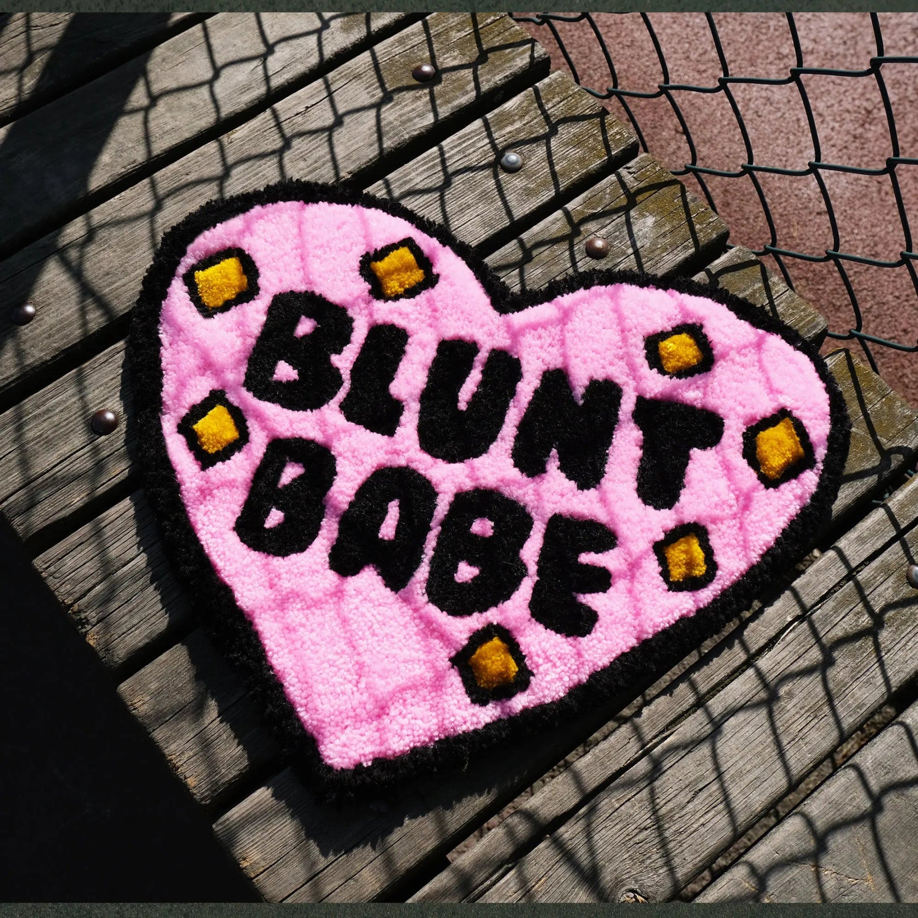 Pink and Black Tufted "Blunt Babe" Heart Rug - TheRugGuy