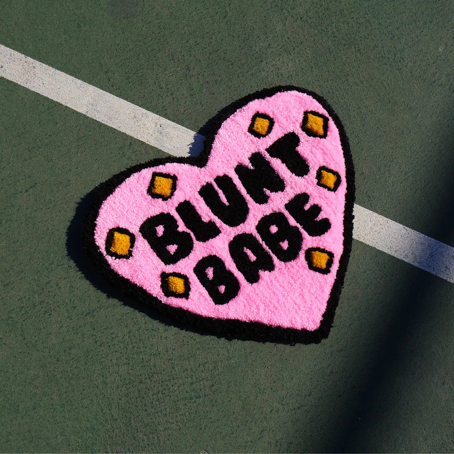 Pink and Black Tufted "Blunt Babe" Heart Rug - TheRugGuy