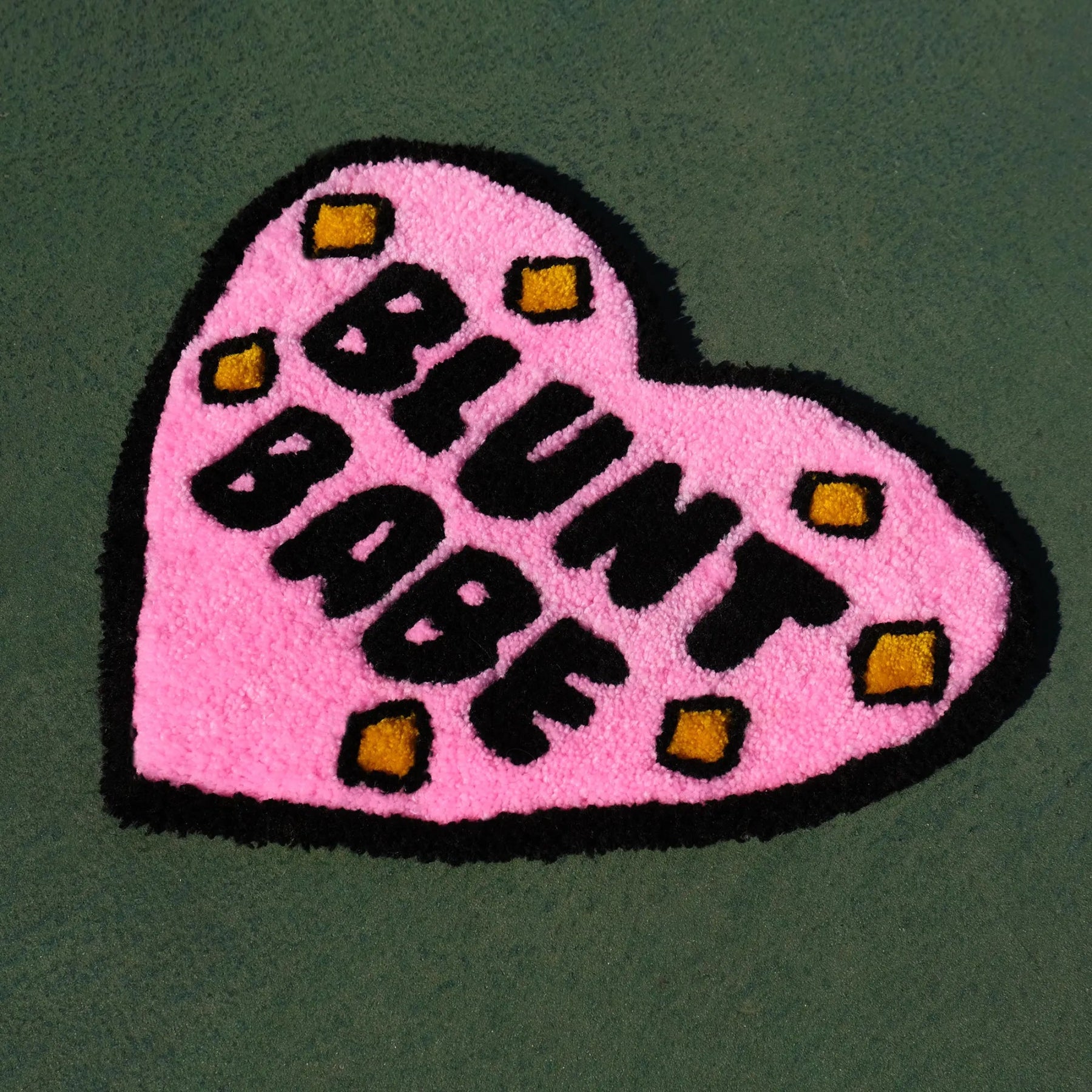 Pink and Black Tufted "Blunt Babe" Heart Rug - TheRugGuy