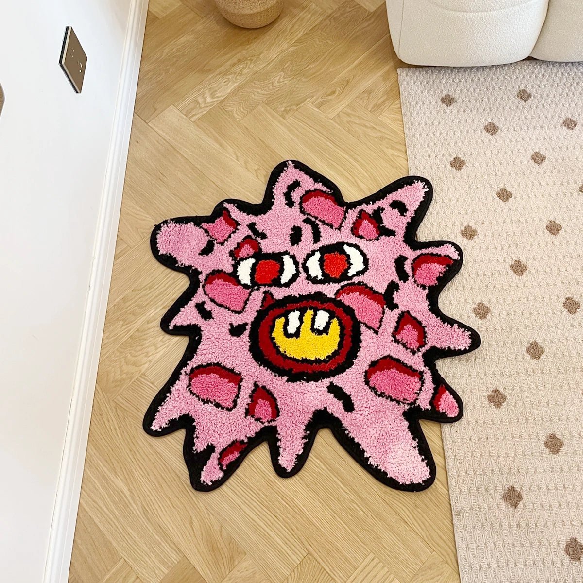 Pink and Purple Tufted Tyler the Creator "Cherry Bomb" Rug - TheRugGuy