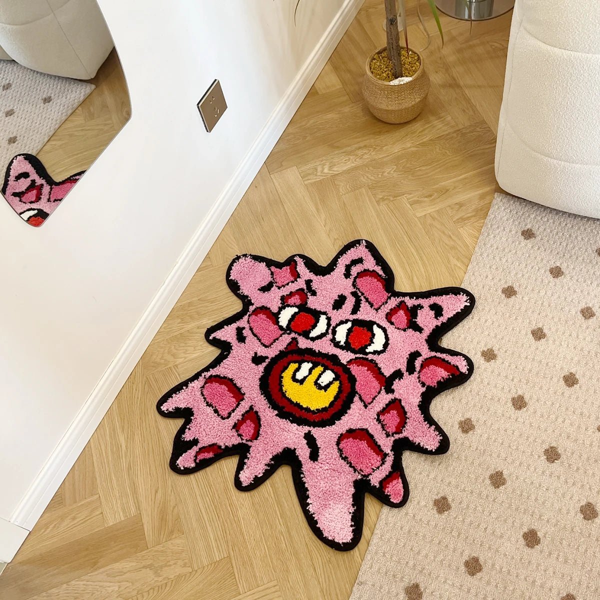 Pink and Purple Tufted Tyler the Creator "Cherry Bomb" Rug - TheRugGuy