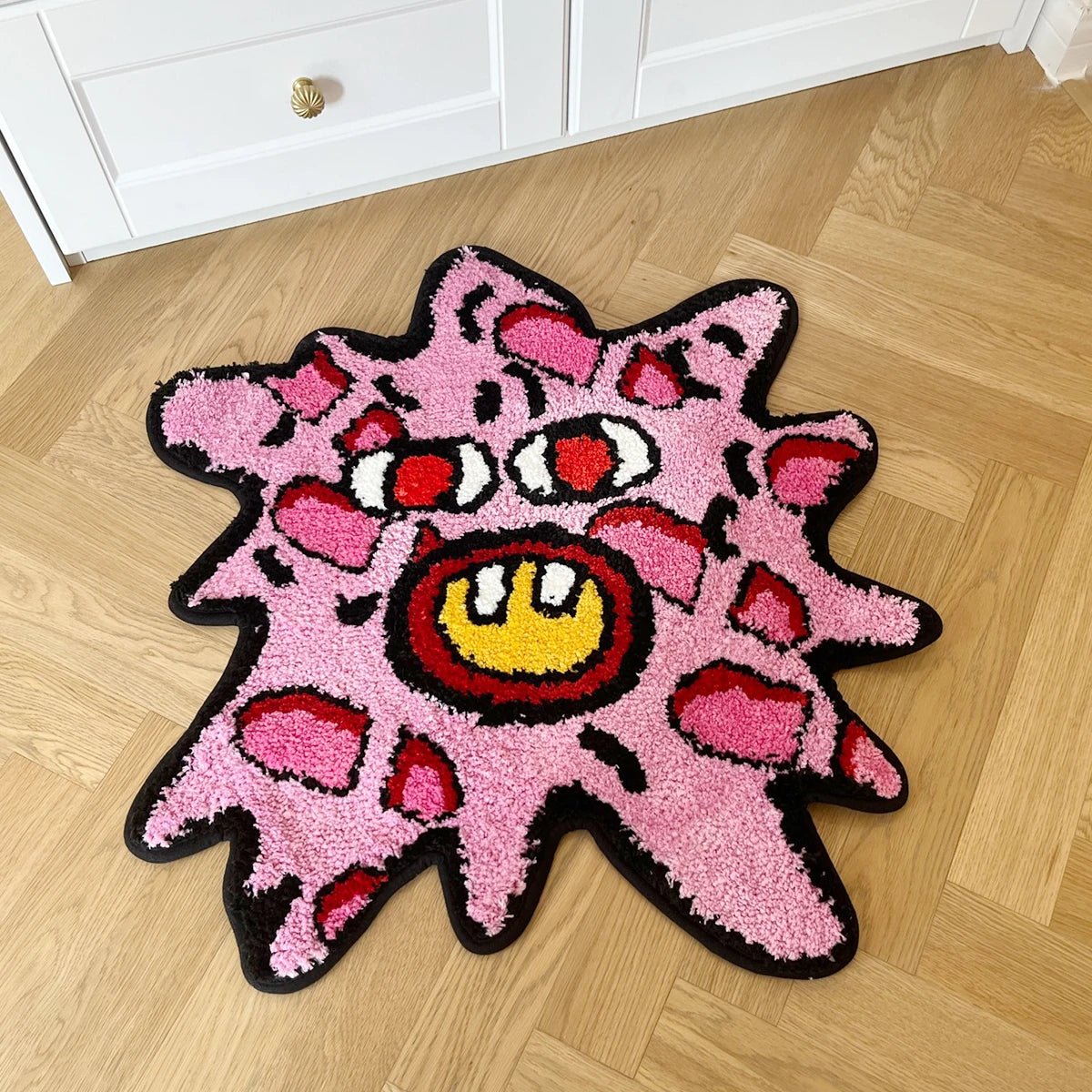 Pink and Purple Tufted Tyler the Creator "Cherry Bomb" Rug - TheRugGuy