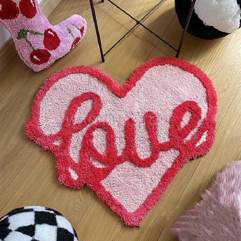 Pink Love Plush Decorative Rug - Soft, Fluffy, and Cozy for Girl's Bedroom or Living Room - TheRugGuy