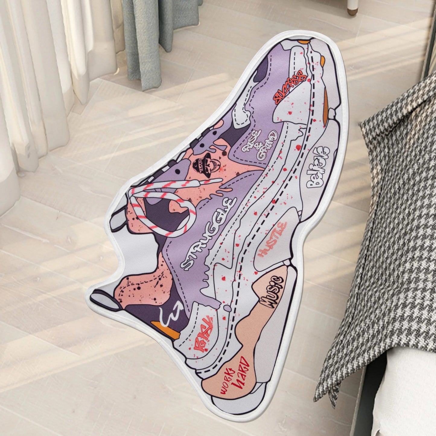 Pink Tufted Air Force Sneaker Inspired Rug - TheRugGuy