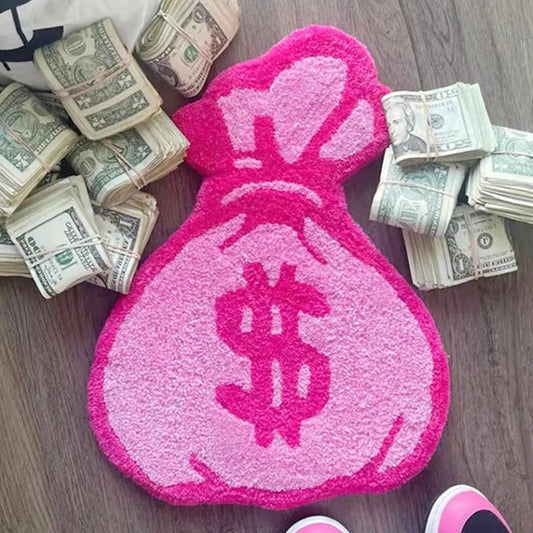 Pink Tufted Money rug - TheRugGuy