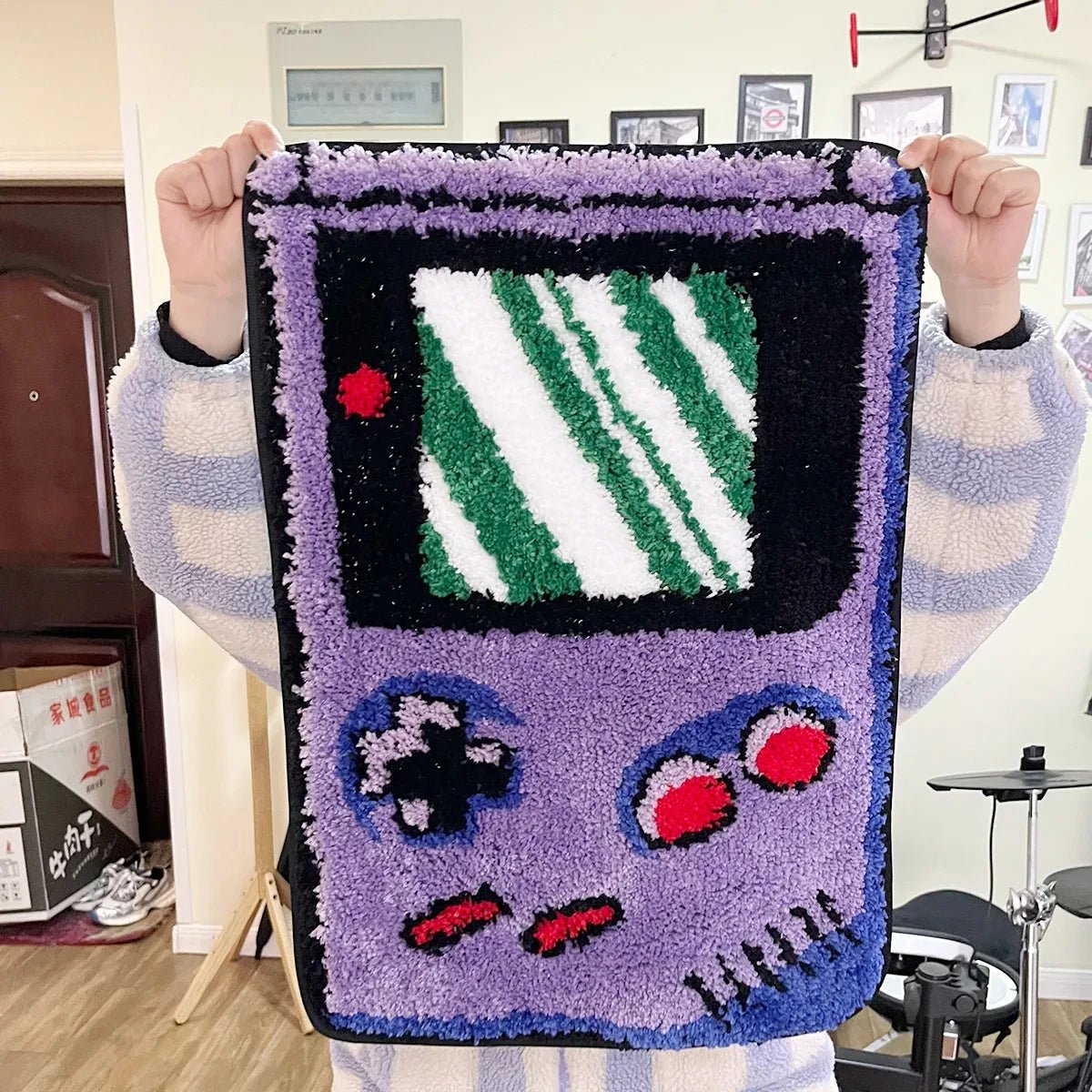 Purple and Green Tufted "Game Boy " Rug - TheRugGuy