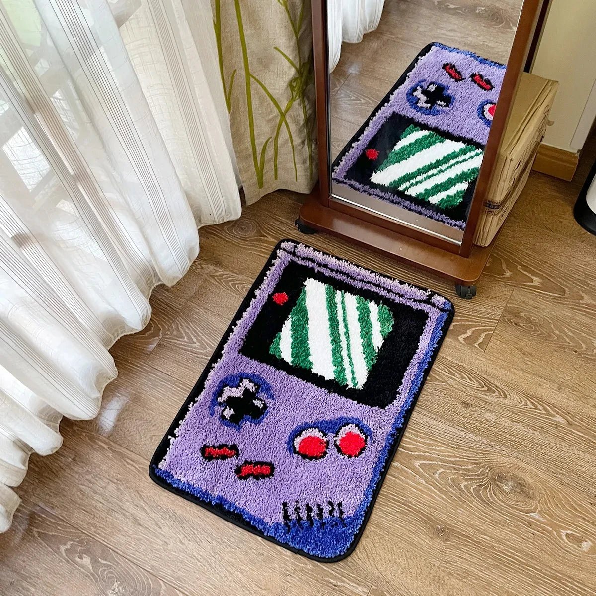 Purple and Green Tufted "Game Boy " Rug - TheRugGuy