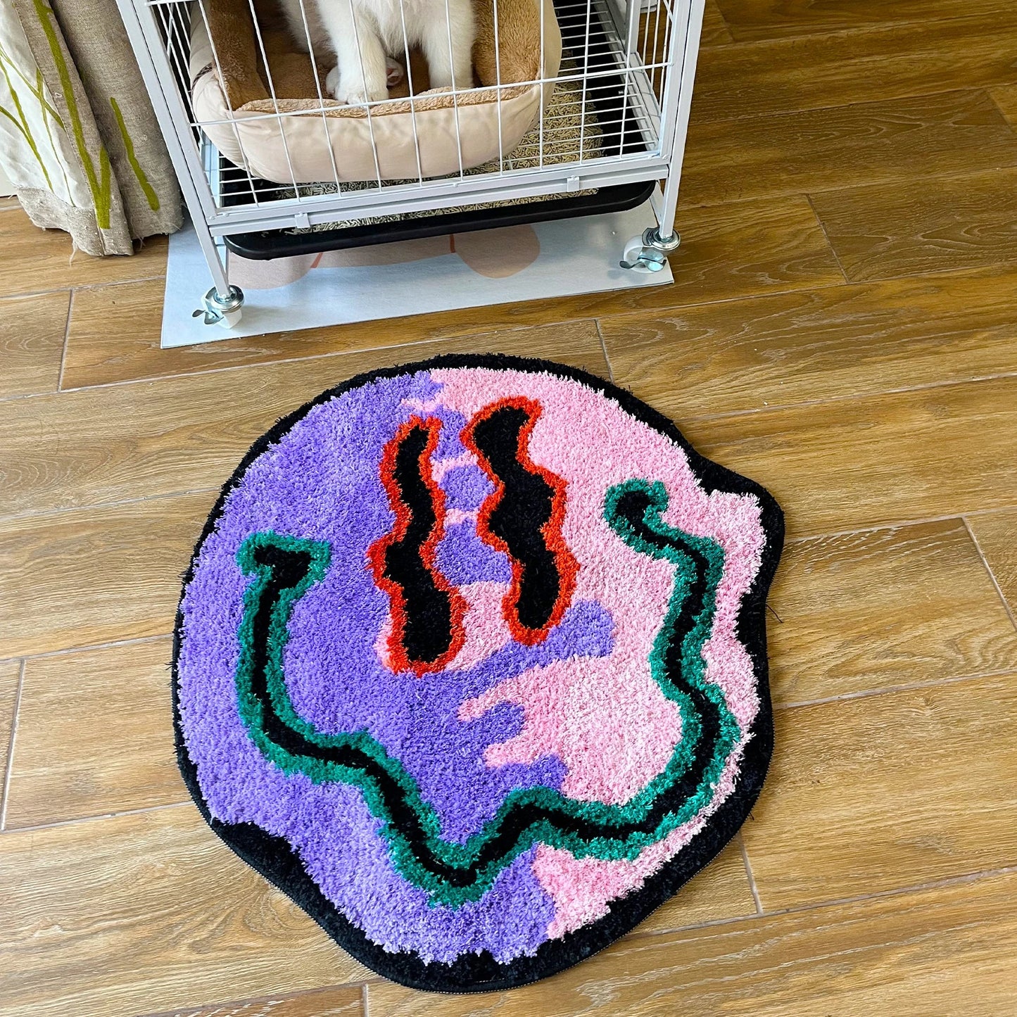 Purple and Pink Tufted Trippy Smiley Face rug - TheRugGuy