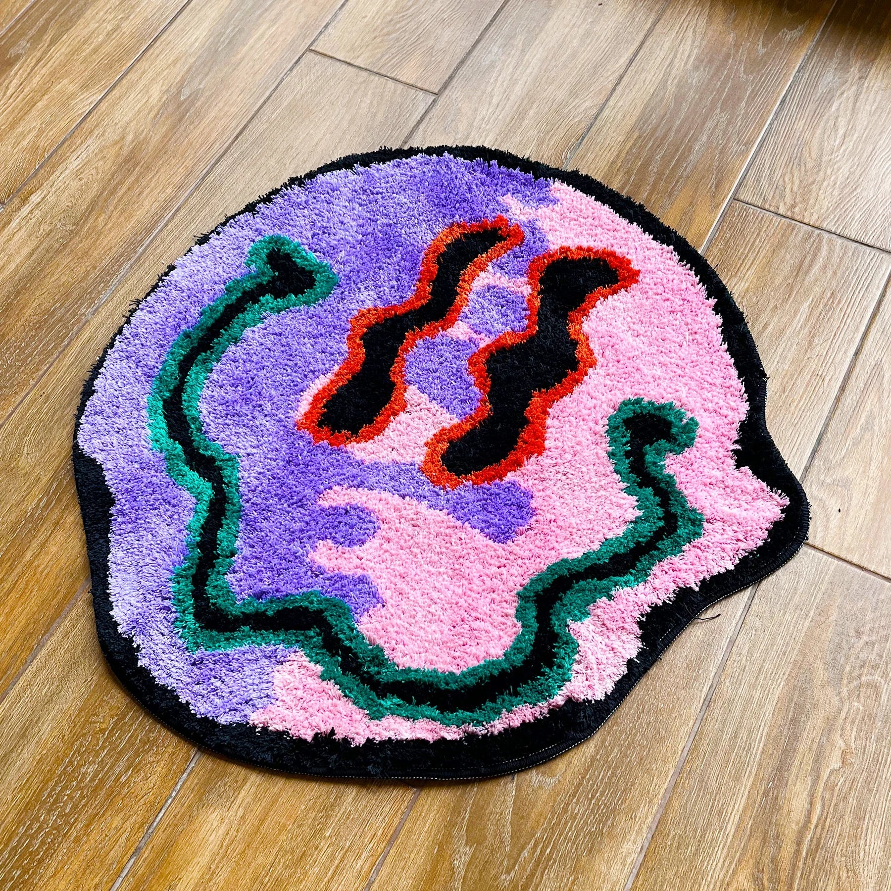 Purple and Pink Tufted Trippy Smiley Face rug - TheRugGuy