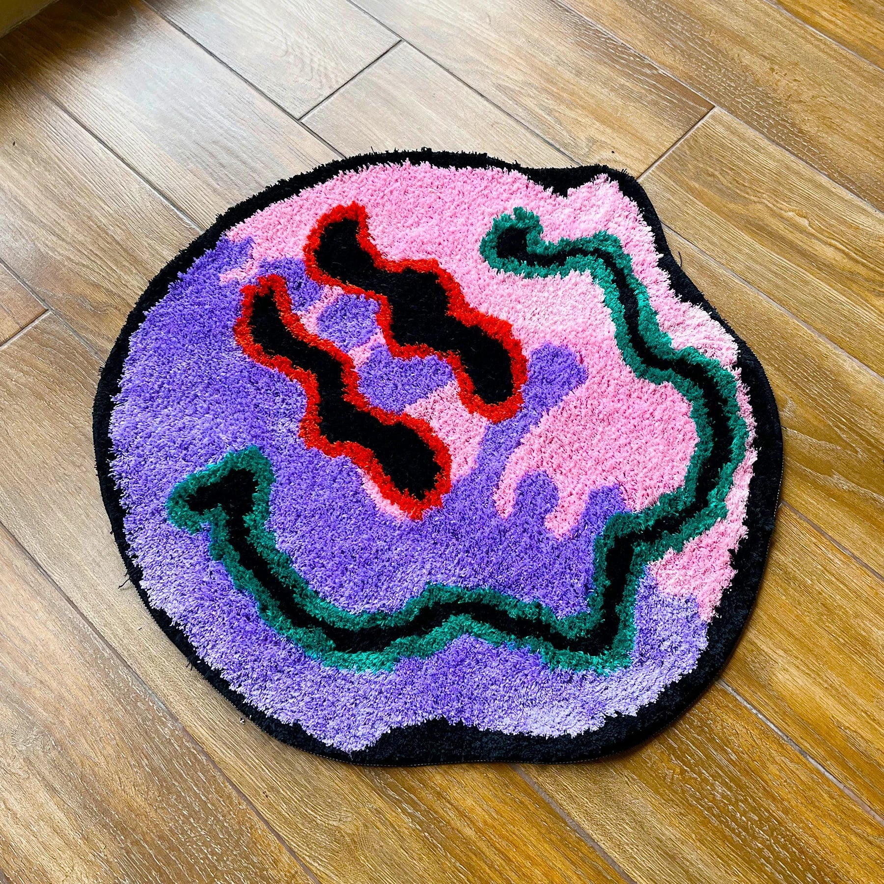 Purple and Pink Tufted Trippy Smiley Face rug - TheRugGuy