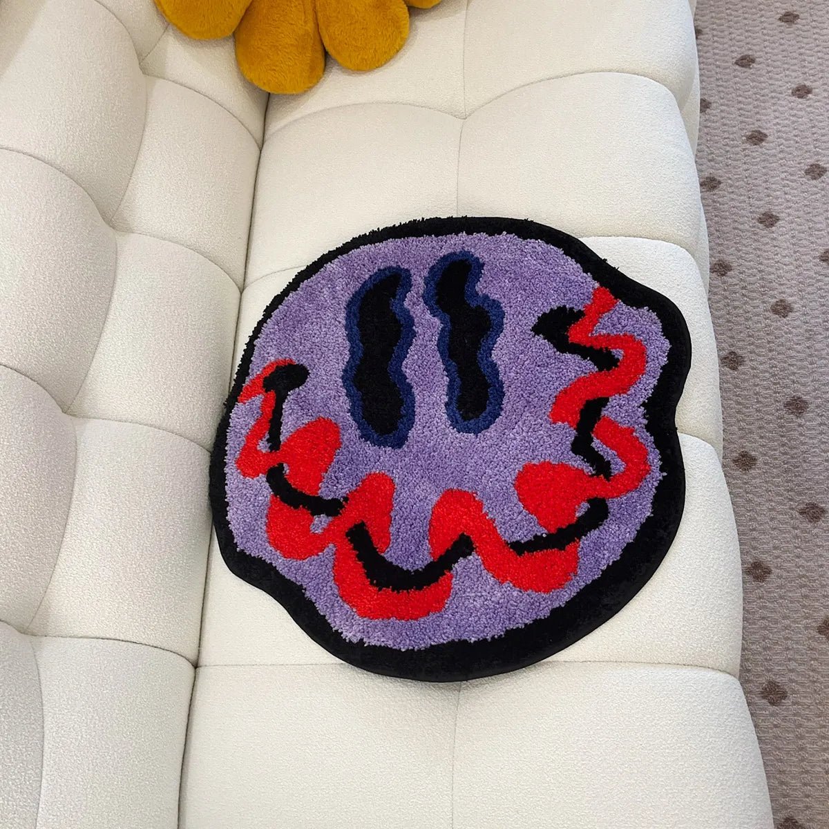 Purple Tufted Trippy Smiley Face rug - TheRugGuy