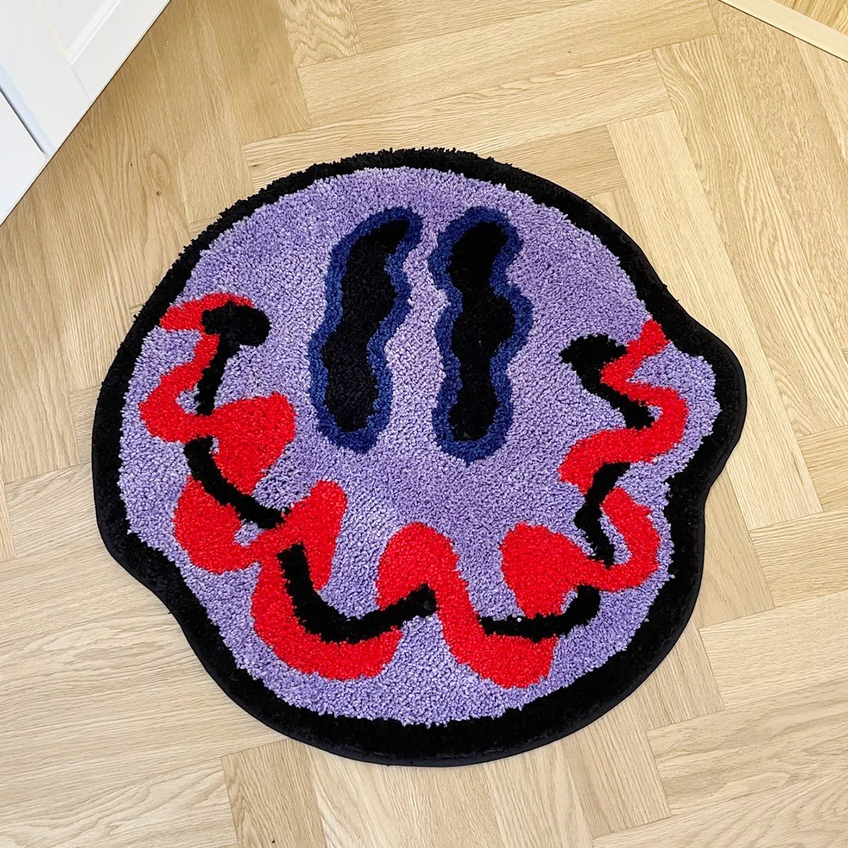 Purple Tufted Trippy Smiley Face rug - TheRugGuy