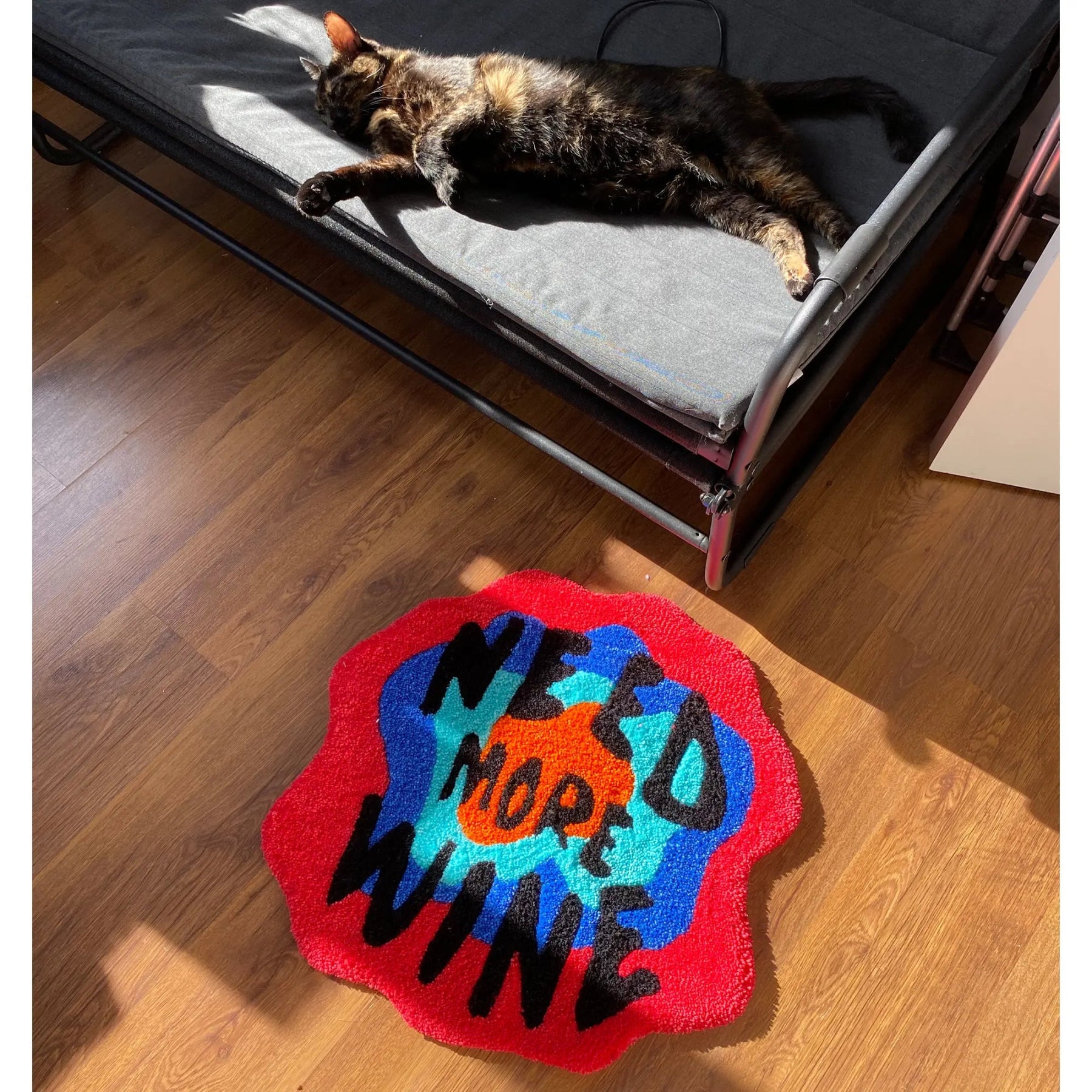 Red and Blue Tufted "Need More Wine" Quote Rug - TheRugGuy