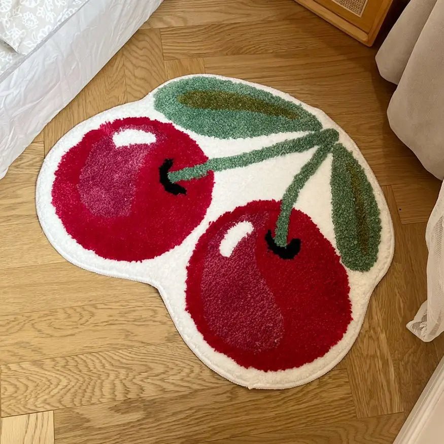 Red and Green Tufted Cherry Rug - TheRugGuy