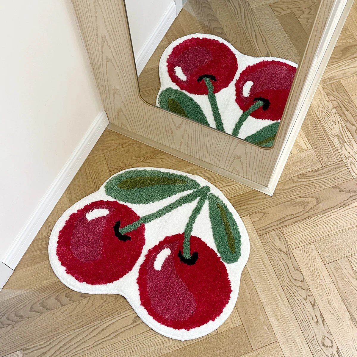 Red and Green Tufted Cherry Rug - TheRugGuy