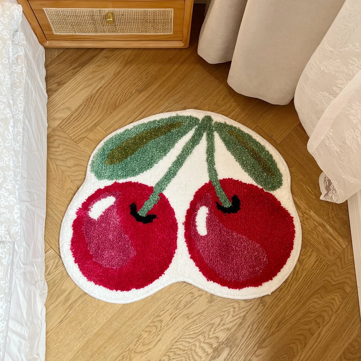 Red and Green Tufted Cherry Rug - TheRugGuy